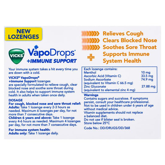 Vicks VapoDrops Immune Support Orange