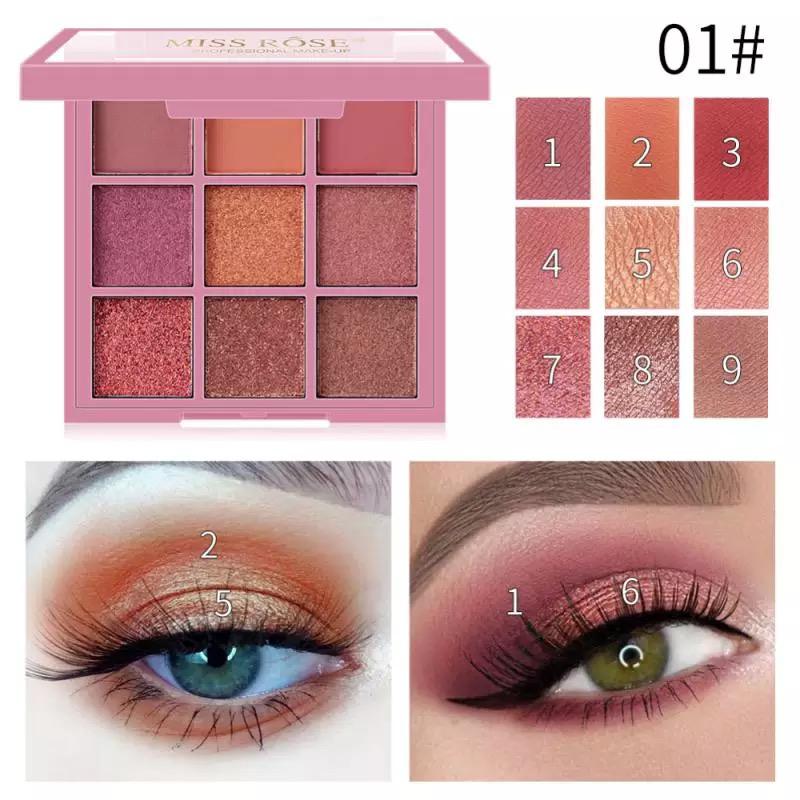 Miss Rose 9 Color Eyeshadow Pallete - Square