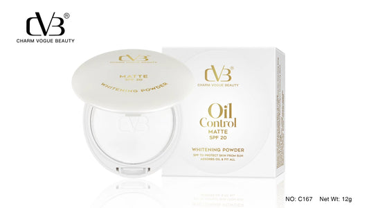 CVB OIL CONTROL MATTE SPF 20 WHITENING POWDER ABSORBS OIL & FIT ALL Compact  (WHITE, 12 g)