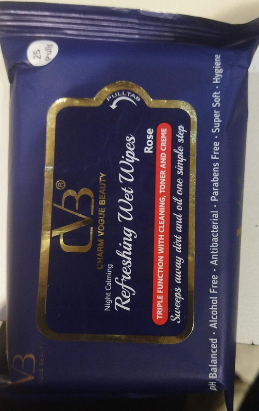 CVB REFRESHING WET WIPES ROSE Toner And Creme