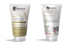 BeautyVoc White Rice Face Wash with Hyaluronic acid 100 ml – Brightening & Whitening for Glass Skin, Korean Skincare
