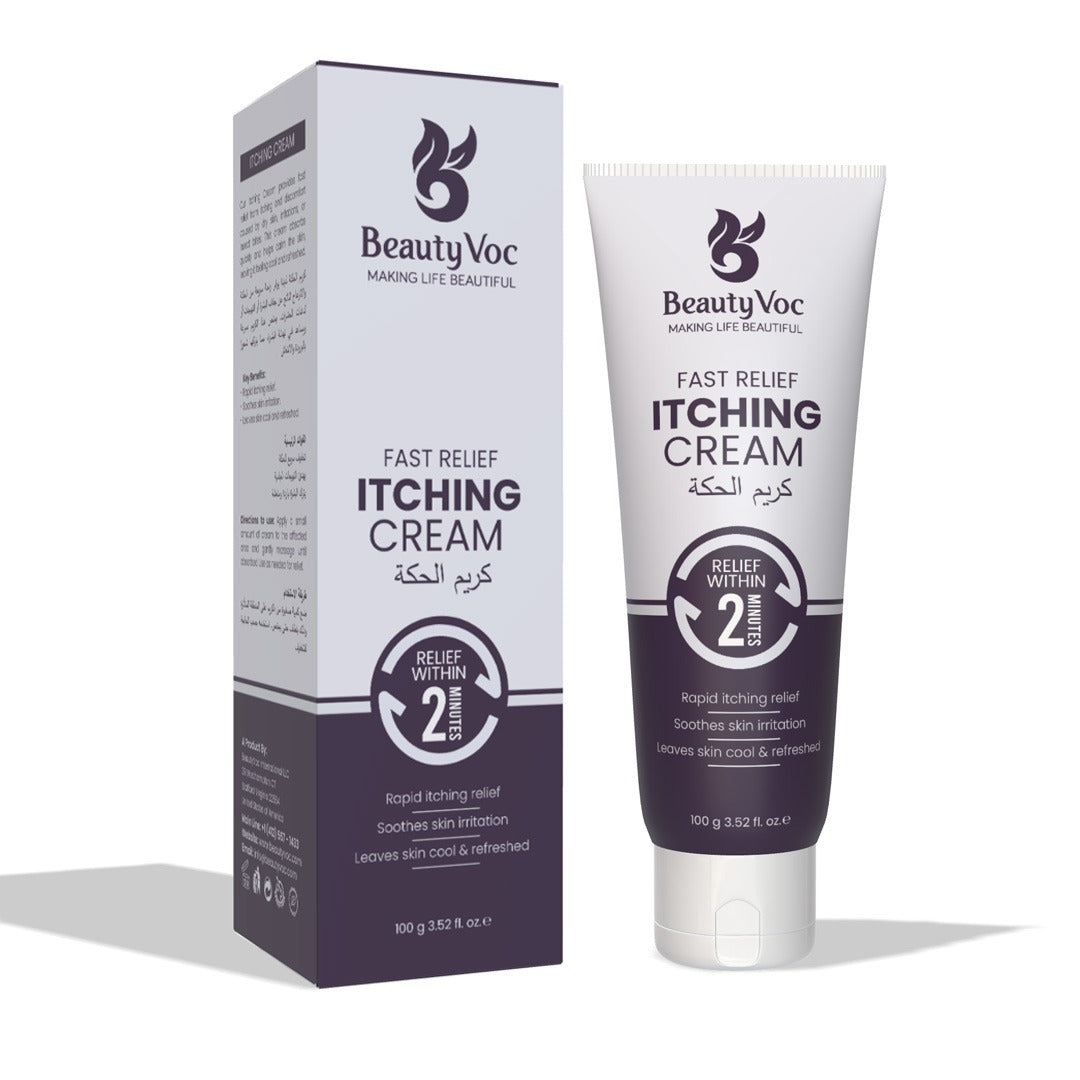 BeautyVoc Itching Cream 100 g - Fast Itch Relief | Anti-Itch Cream for Eczema, Psoriasis, Rashes & Insect Bites