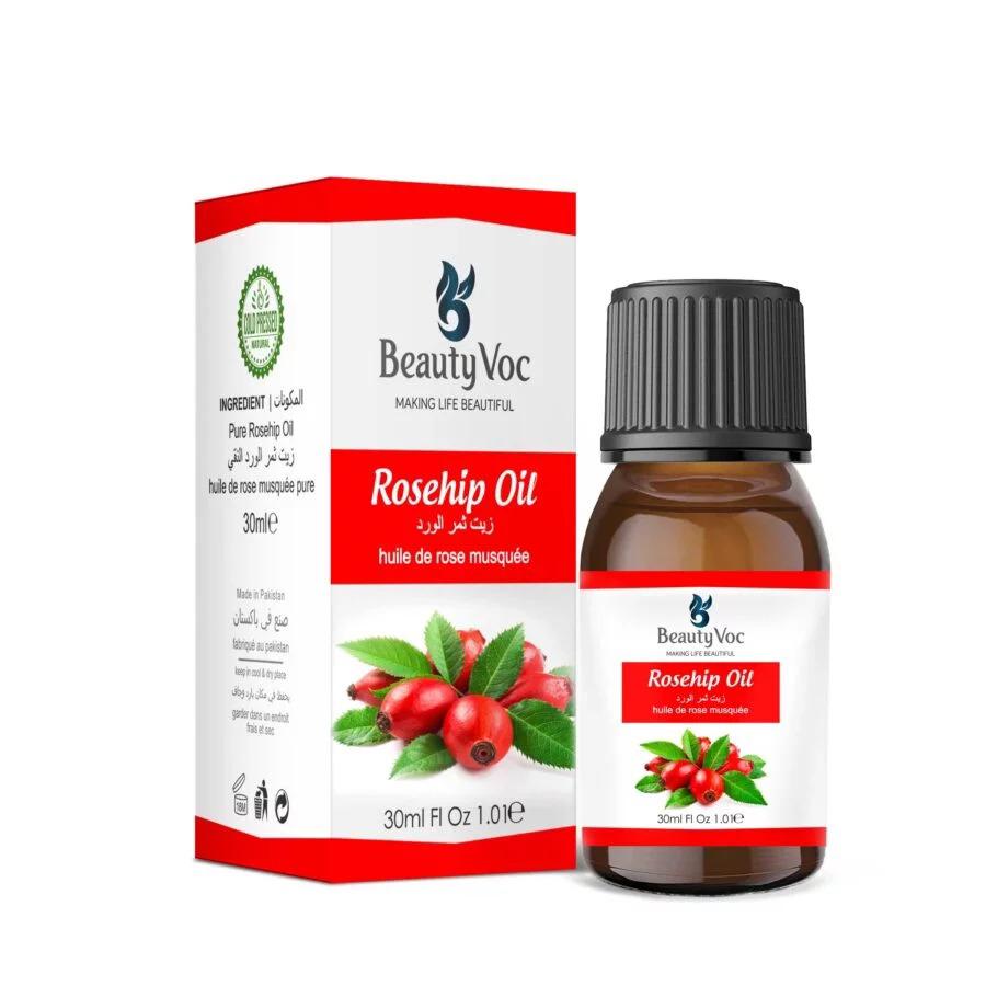BeautyVoc Pure Rosehip Oil 30 ml - Undiluted 100% | For Skin & Hair | Skin Glow, Reduce Scars & Fine Lines, Repairs Damaged Hair Anti-Aging Benefits