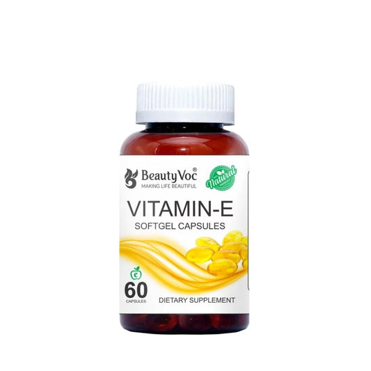 BeautyVoc Vitamin E Softgel Capsule | For Skin Glow, Hair Growth & Antioxidant Support | Supplement for Men & Women