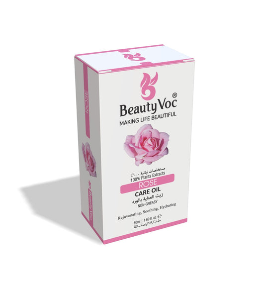 BeautyVoc Rose Treatment Oil 50 ml Pure 100% | Non-Greasy | Cold-Pressed Therapeutic Oil for Skin Repair, Hair Nourishment & Emotional Balance