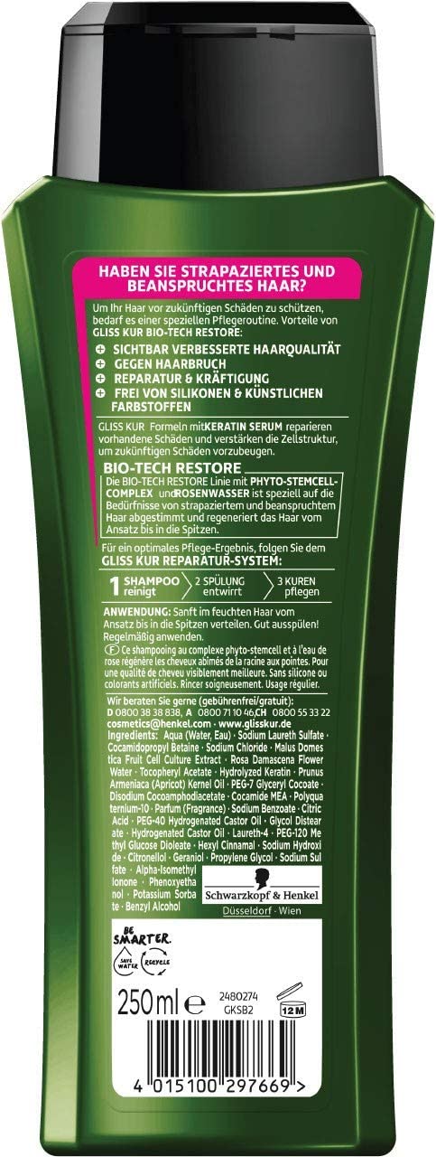 Schwarzkopf Gliss Hair Repair Bio Tech Restore Shampoo 250 ML