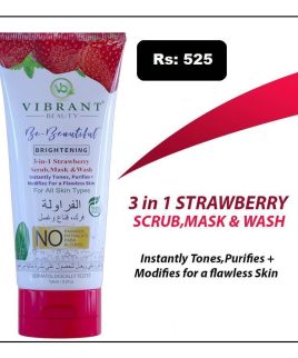 Vibrant Beauty 3 in 1 Strawberry Scrub, Mask & Wash 150ML