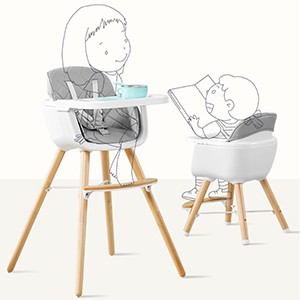Baby High Chair, Perfect 3 in 1 Convertible Wooden High Chair with Cushion, Removable Tray, and Adjustable Legs for Baby & Toddler
