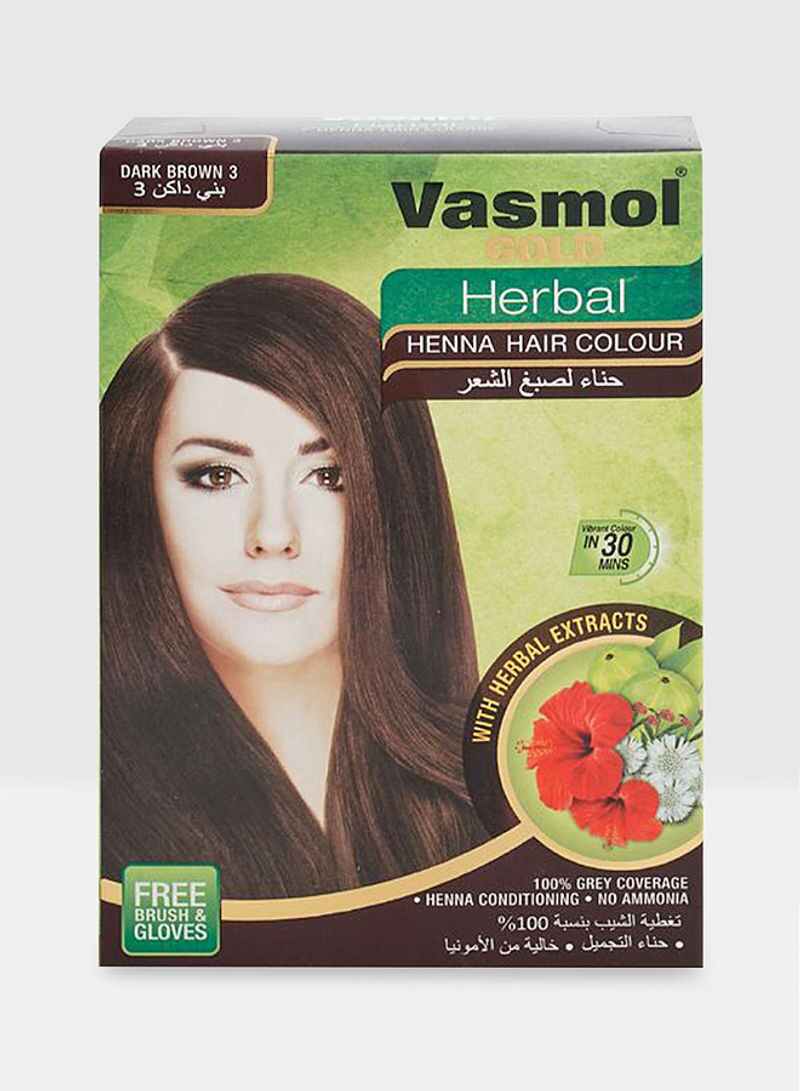 Vasmol Gold Herbal Dark Brown 3 Henna Hair Colour Pack of 1 Price in Pakistan
