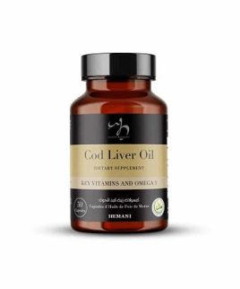 Hemani Cod Liver Oil Dietary Supplement Key Vitamin and Omega 3 50 Capsule