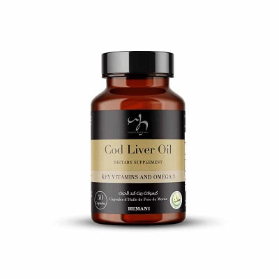 Hemani Cod Liver Oil Dietary Supplement Key Vitamin and Omega 3 50 Capsule