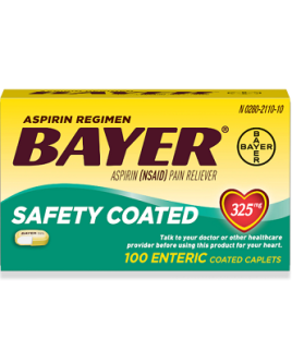 Bayer Aspirin Regimen Safety Coated 325mg - 100 Coated Caplets