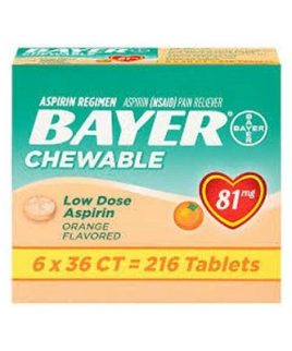 Bayer Chewable Low Dose Aspirin 81mg - 216 Tablets at manmohni