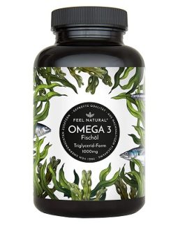 Feel Natural Omega 3 fish oil capsules. 1000 mg per capsule