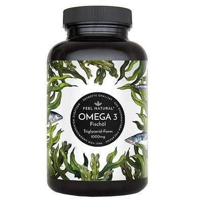 Feel Natural Omega 3 fish oil capsules. 1000 mg per capsule