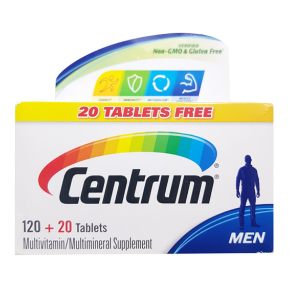 Centrum Men Multivitamin Multimineral Supplement- 120 + 20 Tablets in Pakistan on Manmohni