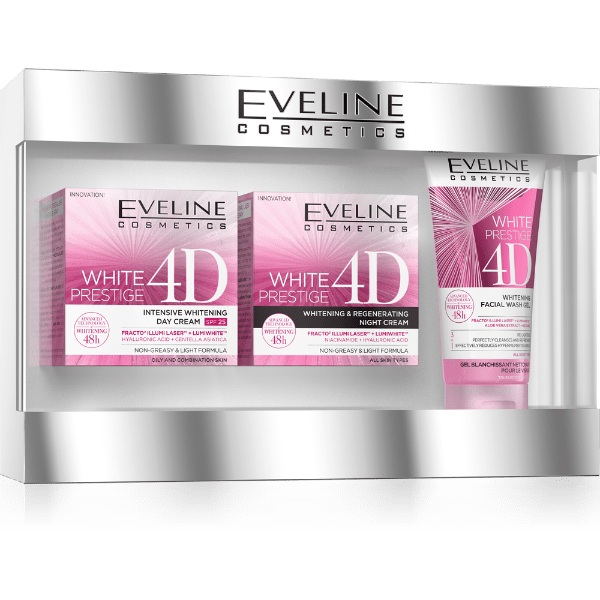 Eveline Prestige 4D Gift Set White Day Cream, Night Cream And Face Wash