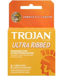Trojan Ultra Ribbed Lubricated 3 Condoms