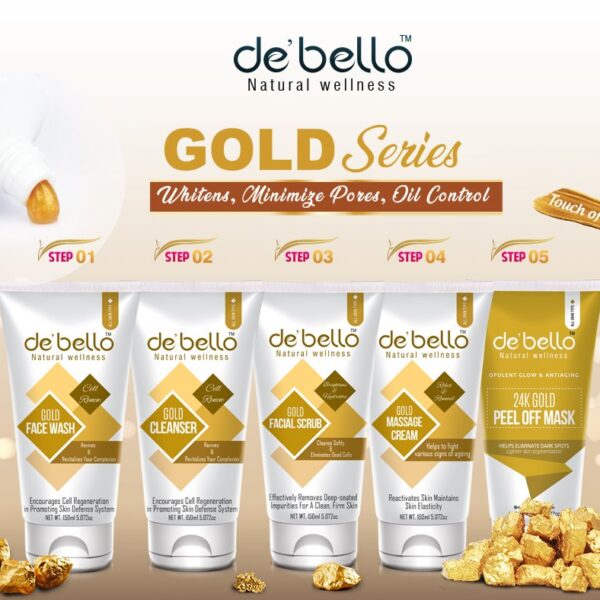 Debello Gold Series Facial Kit (150ml Each) Pack of 5